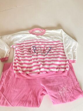 Sport Club Pink Stripe Lounge Set Large XL Pajama Set
